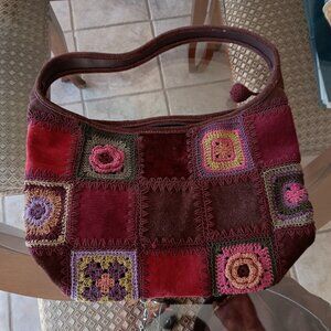 COPY - St John's Bay Patchwork Suede & Crochet Purse